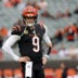 Dec 28, 2025; Cincinnati, Ohio, USA; Cincinnati Bengals quarterback Joe Burrow (9) warms up before a game against the Arizona Cardinals at Paycor Stadium.