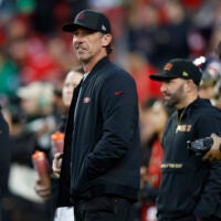 Jan 3, 2026; Santa Clara, California, USA; San Francisco 49ers head coach Kyle Shanahan before the game at Levi's Stadium.