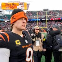 Cincinnati Bengals quarterback Joe Burrow (9) looks for hands to shake after the fourth quarter of the NFL Week 18 game between the Cincinnati Bengals and the Cleveland Browns at Paycor Stadium in Downtown Cincinnati on Sunday, Jan. 4, 2026. The Browns kicked a last second field goal to win 20-18.