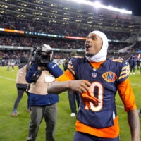 Jan 10, 2026; Chicago, IL, USA; Chicago Bears wide receiver Luther Burden III (10) leaves the field following a game against the Green Bay Packers in an NFC Wild Card Round game at Soldier Field.