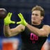 Feb 27, 2026; Indianapolis, IN, USA; Texas tight end Jack Endries (TE06) during the NFL Scouting Combine at Lucas Oil Stadium.