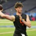 Feb 28, 2026; Indianapolis, IN, USA; Penn State quarterback Drew Allar (QB02) during the NFL Scouting Combine at Lucas Oil Stadium.