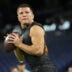 eb 28, 2026; Indianapolis, IN, USA; Vanderbilt quarterback Diego Pavia (QB14) during the NFL Scouting Combine at Lucas Oil Stadium.