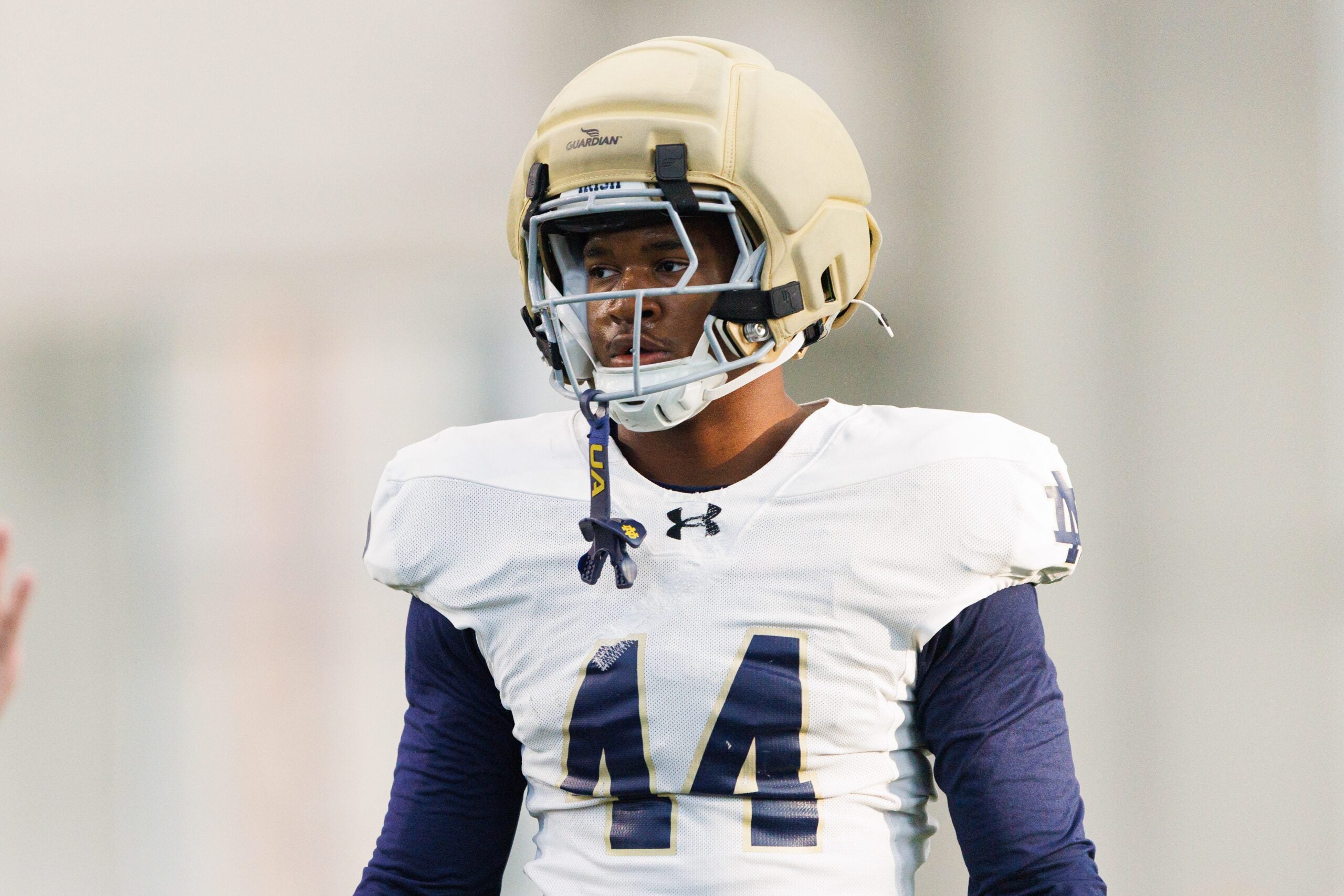 Defensive lineman Rodney Dunham during a Notre Dame football practice at Irish Athletic Center on Wednesday, April 8, 2026, in South Bend.