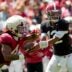 April 11, 2026; Tuscaloosa, AL, USA; Alabama quarterback Keelon Russell hands off to running back Daniel Hill at Bryant-Denny Stadium during the Alabama A Day scrimmage.