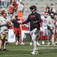 Arkansas Razorbacks head coach Ryan Silverfield four-tar wide receiver recruit