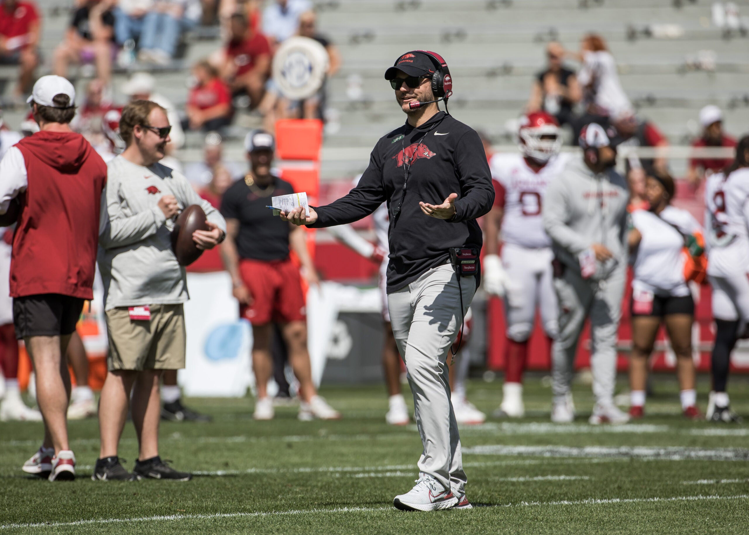 Arkansas Razorbacks head coach Ryan Silverfield four-tar wide receiver recruit