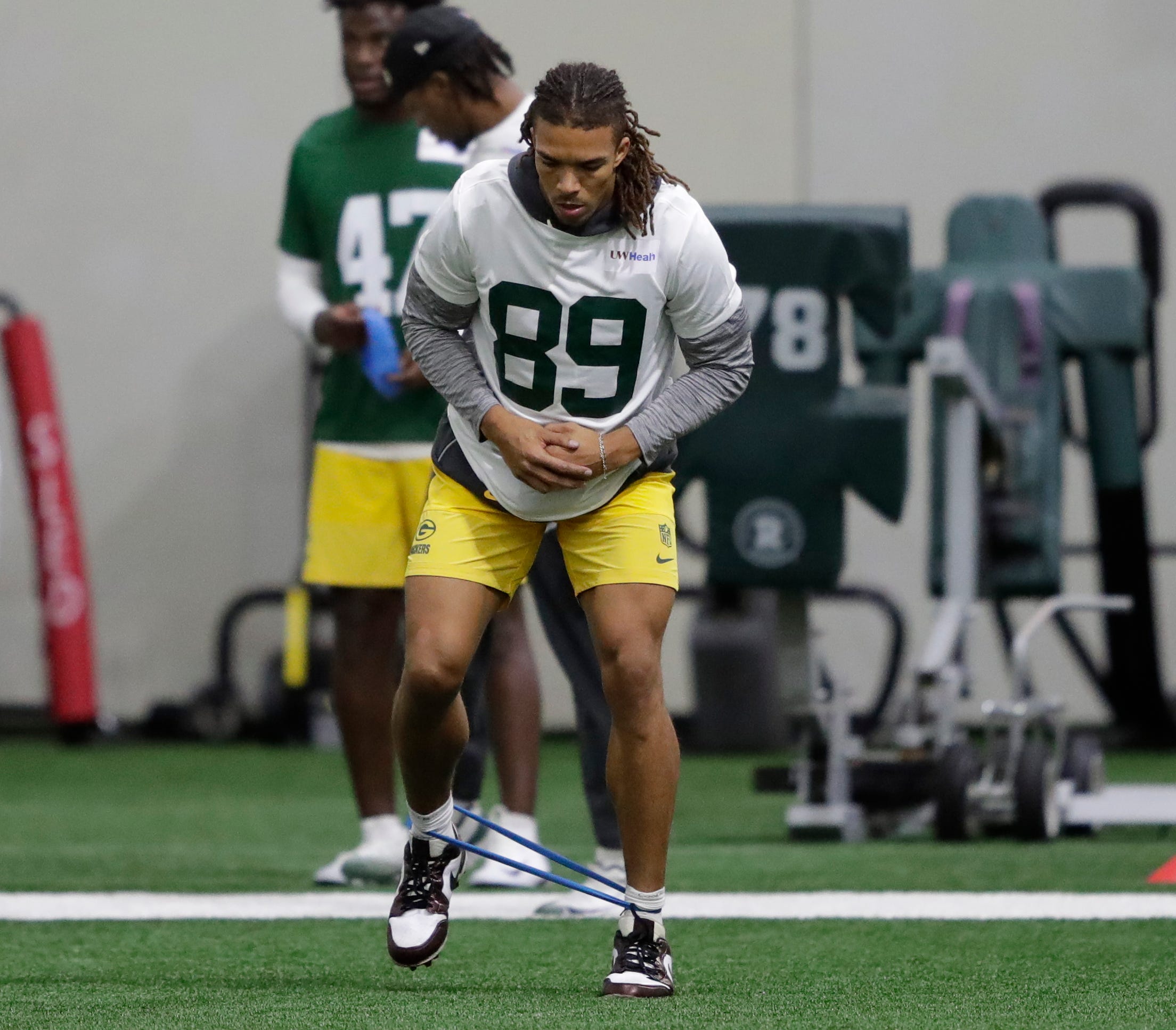 Green Bay Packers Chase Claypool (89) during rookie minicamp Friday, May 1 2026, at the Don Hutson Center in Green Bay, Wisconsin.