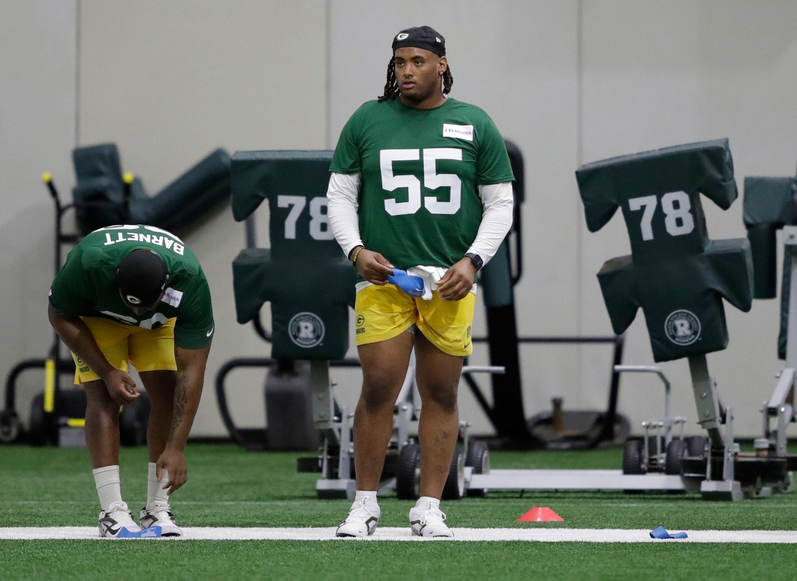 Green Bay Packers Chris McClellan (55) during rookie minicamp Friday, May 1 2026, at the Don Hutson Center in Green Bay, Wisconsin.
