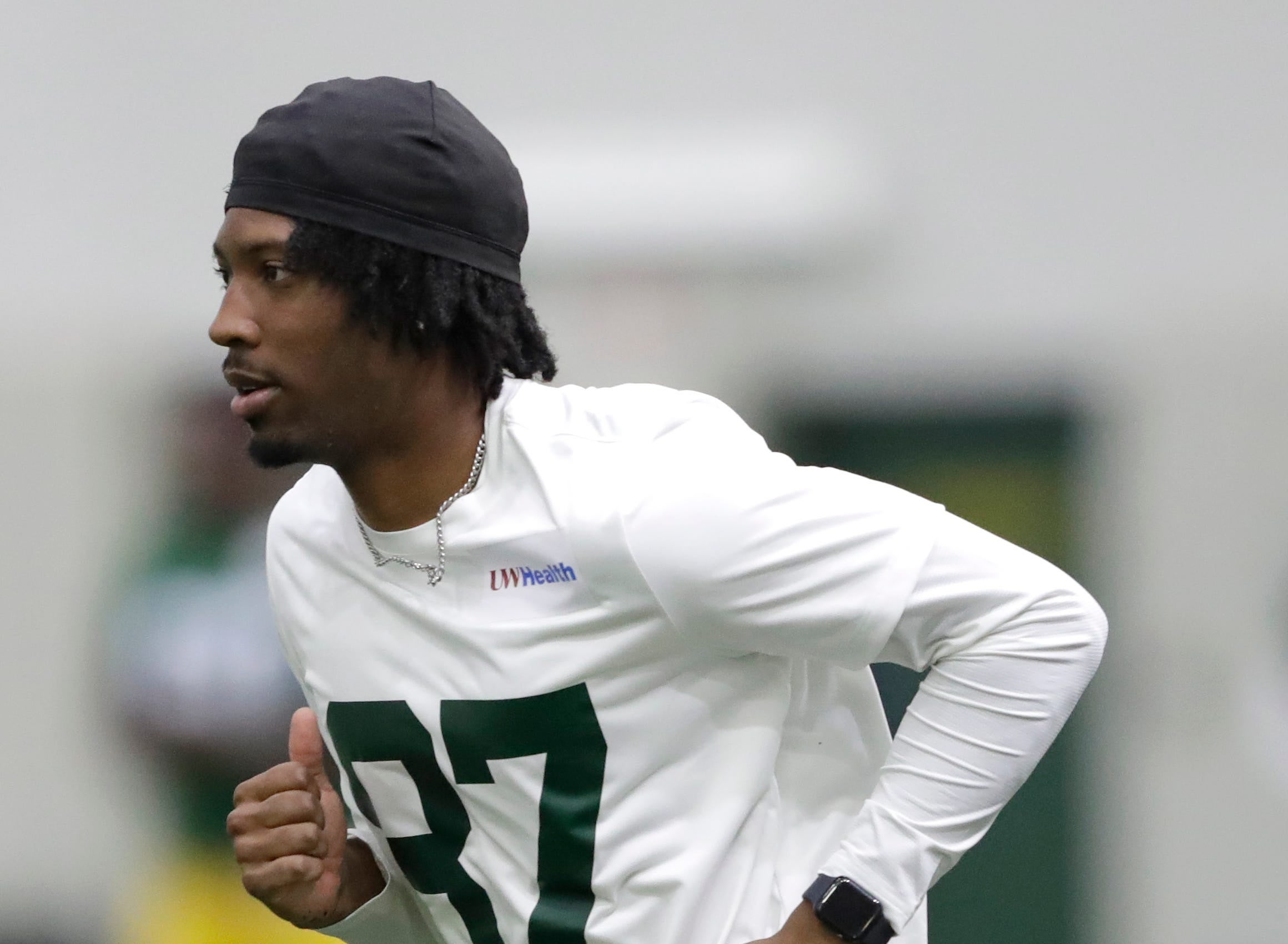 Green Bay Packers J. Michael Sturdivant (87) during rookie minicamp Friday, May 1 2026, at the Don Hutson Center in Green Bay, Wisconsin.
