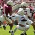 April 11, 2026; Tuscaloosa, AL, USA; Alabama Crimson Tide wide receiver Ryan Coleman-Williams (1) makes a catch as he is defended by Alabama Crimson Tide defensive back Keon Sabb (3) and Alabama Crimson Tide defensive back Ivan Taylor (13) at Bryant-Denny Stadium during the Alabama A Day scrimmage.