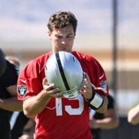 Las Vegas Raiders quarterback Fernando Mendoza rookie QB Kolton Miller