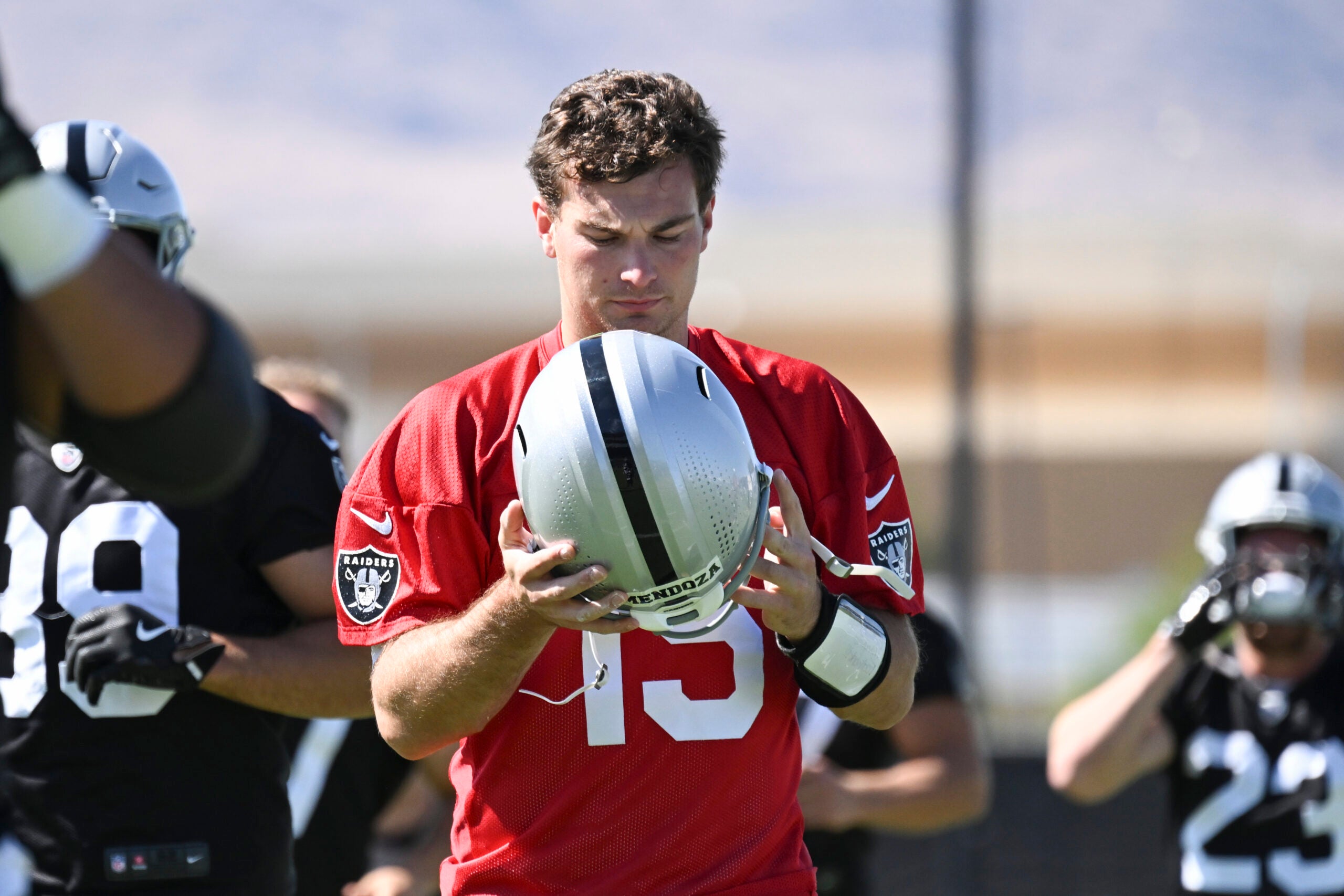 Las Vegas Raiders quarterback Fernando Mendoza rookie QB Kolton Miller