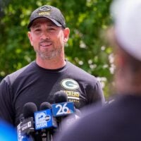Green Bay Packers head coach Matt LaFleur speaks to the media before practice on Wednesday, May 26, 2026, at the Don Hutson Center in Ashwaubenon, Wis.