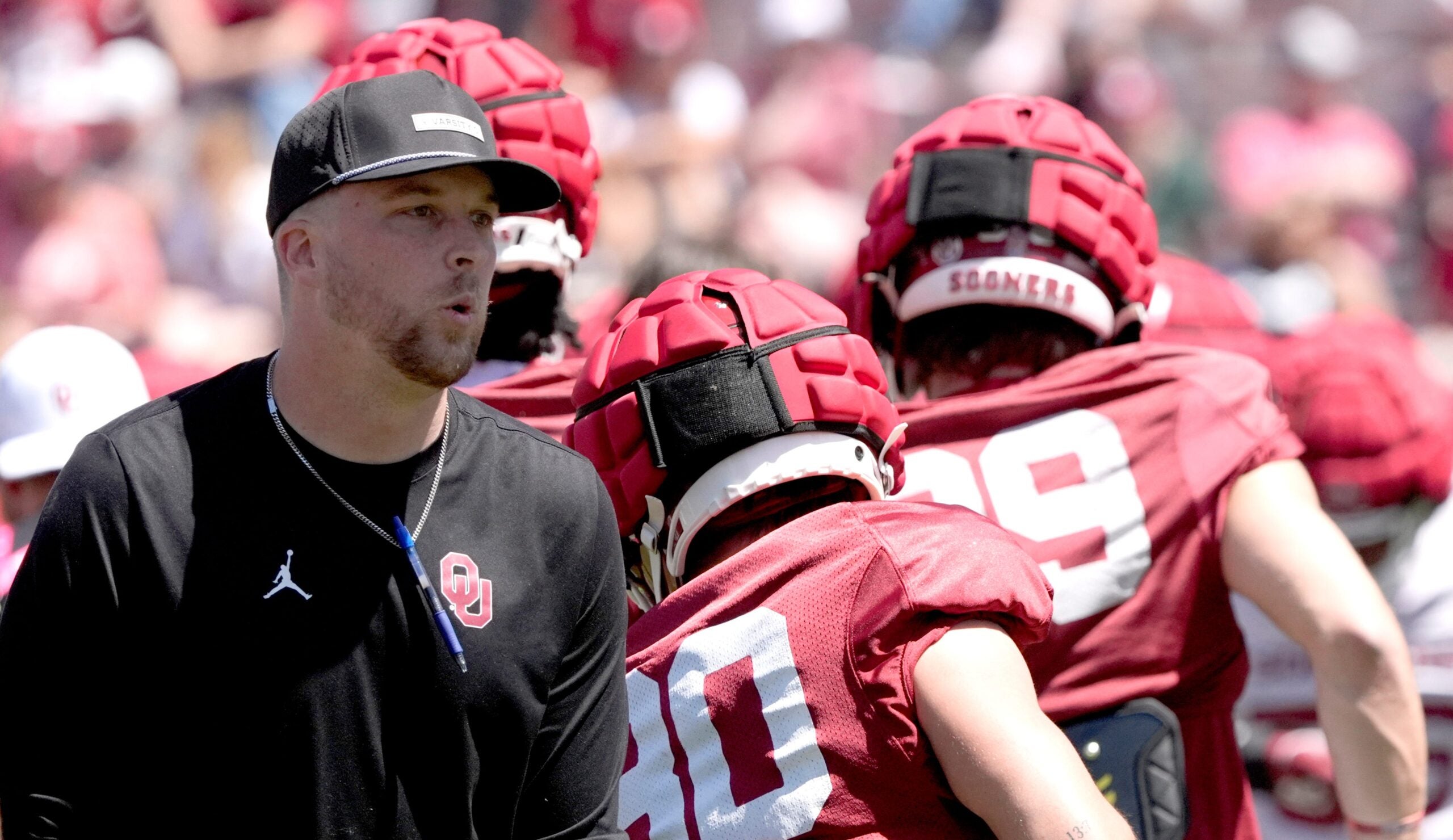 Oklahoma Sooners offensive coordinator Ben Arbuckle recruiting class 2027 wide receiver Malahn Green