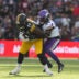 Sep 28, 2025; Dublin, Ireland; Minnesota Vikings safety Josh Metellus (44) tackles Pittsburgh Steelers tight end Darnell Washington (80) during the third quarter during an NFL International Series game at Croke Park.