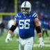 Nov 30, 2025; Indianapolis, Indiana, USA; Indianapolis Colts guard Quenton Nelson (56) warms up before a game against the Houston Texans at Lucas Oil Stadium.