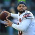 Nov 28, 2025; Philadelphia, Pennsylvania, USA; Chicago Bears quarterback Caleb Williams (18) against the Philadelphia Eagles at Lincoln Financial Field.