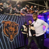 Jan 10, 2026; Chicago, IL, USA; Chicago Bears quarterback Caleb Williams (18) takes the field prior to an NFC Wild Card Round game against the Green Bay Packers at Soldier Field.