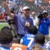 Florida head coach Jon Sumrall speaks to the team after the Orange and Blue game at Steve Spurrier Field at Ben Hill Griffin Stadium in Gainesville, FL on Saturday, April 11, 2026.