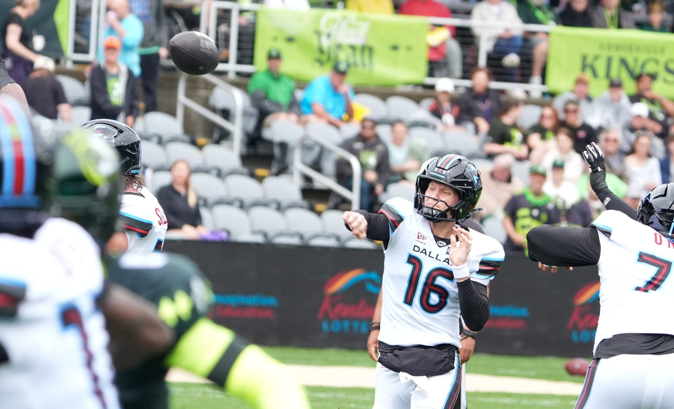 Dallas Renegades Austin Reed throws the ball against Louisville Kings at Lynn Family Stadium. May 24, 2026