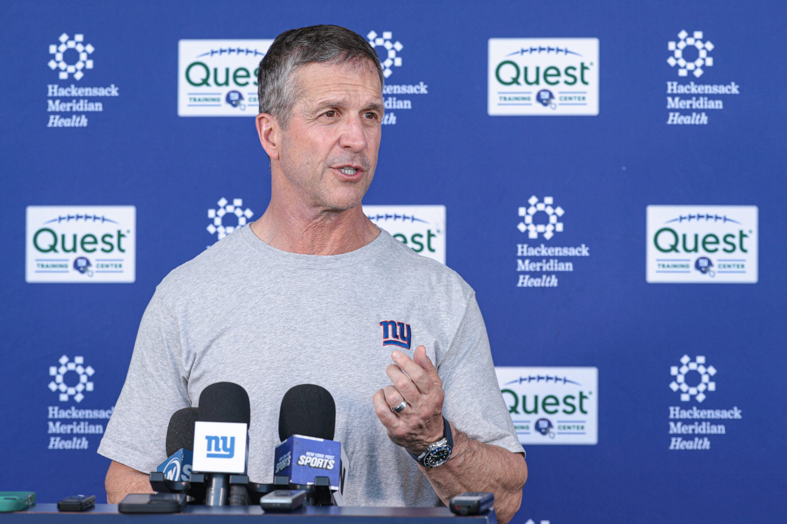 John Harbaugh is trying to help another struggling New York Giants player get back on track.