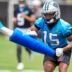 Jun 9, 2026; Charlotte, NC, USA; Carolina Panthers wide receiver Jimmy Horn Jr. (15) practices and avoidance drill during the first day of mini camp at Bank of America Stadium practice facility.