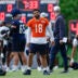 Jun 11, 2026; Lake Forest, IL, USA; Chicago Bears quarterback Caleb Williams (18) walks on the field during Minicamp at Halas Hall.