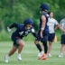 Jun 11, 2026; Lake Forest, IL, USA; Chicago Bears tight end Hayden Large (43) runs on the field during Minicamp at Halas Hall.
