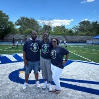 Notre Dame safety Adon Shuler and his parents, Don and Fran, at his annual youth football camp