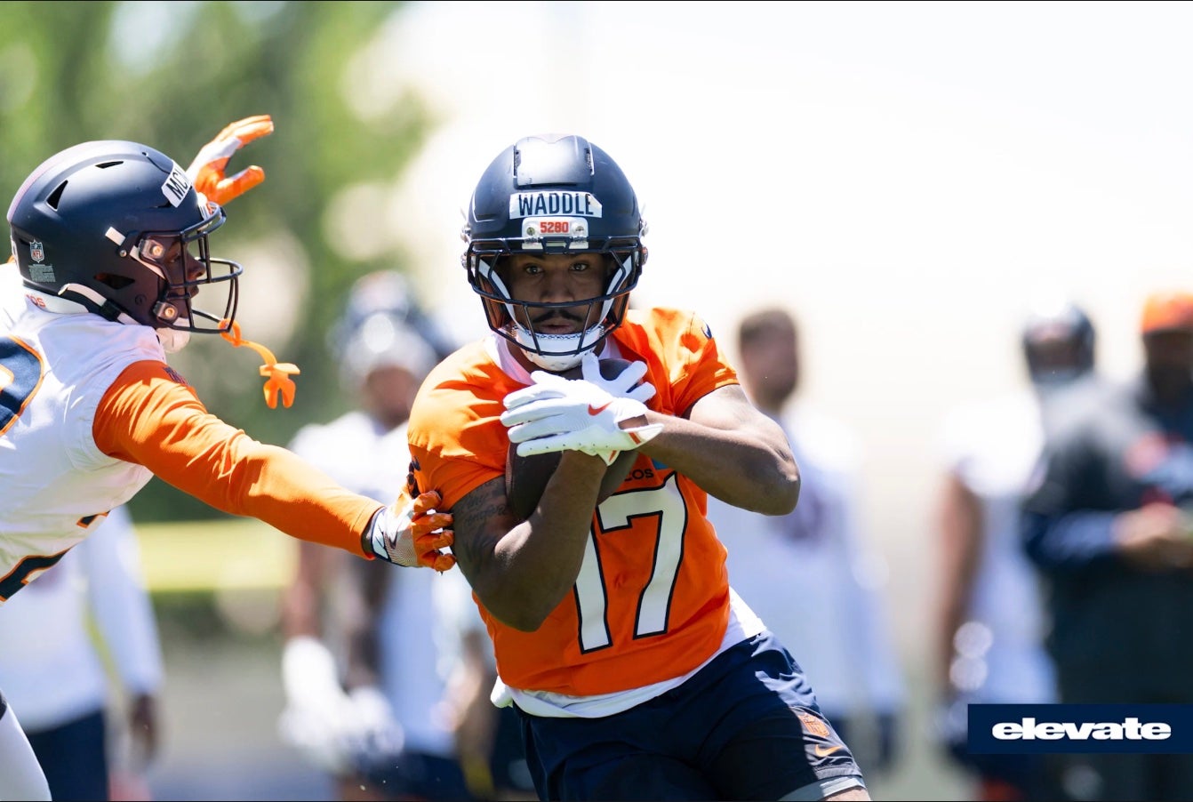 Jaylen Waddle during a mandatory minicamp practice at Broncos Park Powered by CommonSpirit in Englewood, Colorado on June 17, 2026. Photo By: Gabriel Christus/Denver Broncos