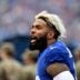 New York Giants wide receiver Odell Beckham Jr. (13) yells to the fans after the National Anthem. The New York Giants face the Tampa Bay Buccaneers in NFL Week 11 on Sunday, Nov. 18, 2018 in East Rutherford.