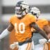Tennessee linebacker Juwan Mitchell (10) during Tennessee Vols football practice at Haslam Field in Knoxville, Tenn. on Tuesday, Aug. 16, 2022.