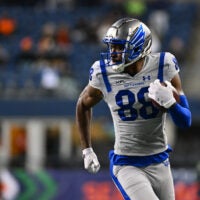 Feb 23, 2023; Seattle, WA, USA; St. Louis Battlehawks wide receiver Hakeem Butler (88) runs towards the endzone to score a touchdown against the Seattle Sea Dragons during the second half at Lumen Field. St. Louis defeated Seattle 20-18.