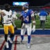 Jan 15, 2024; Orchard Park, New York, USA;Pittsburgh Steelers guard James Daniels (78) shakes hands with Buffalo Bills wide receiver Stefon Diggs (14) after the game in a 2024 AFC wild card game at Highmark Stadium.