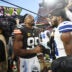 Sep 8, 2024; Cleveland, Ohio, USA; Cleveland Browns defensive end Myles Garrett (95) talks to Dallas Cowboys linebacker Micah Parsons (11) after the game at Huntington Bank Field.