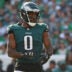 Oct 13, 2024; Philadelphia, Pennsylvania, USA; Philadelphia Eagles defensive end Bryce Huff (0) against the Cleveland Browns at Lincoln Financial Field.