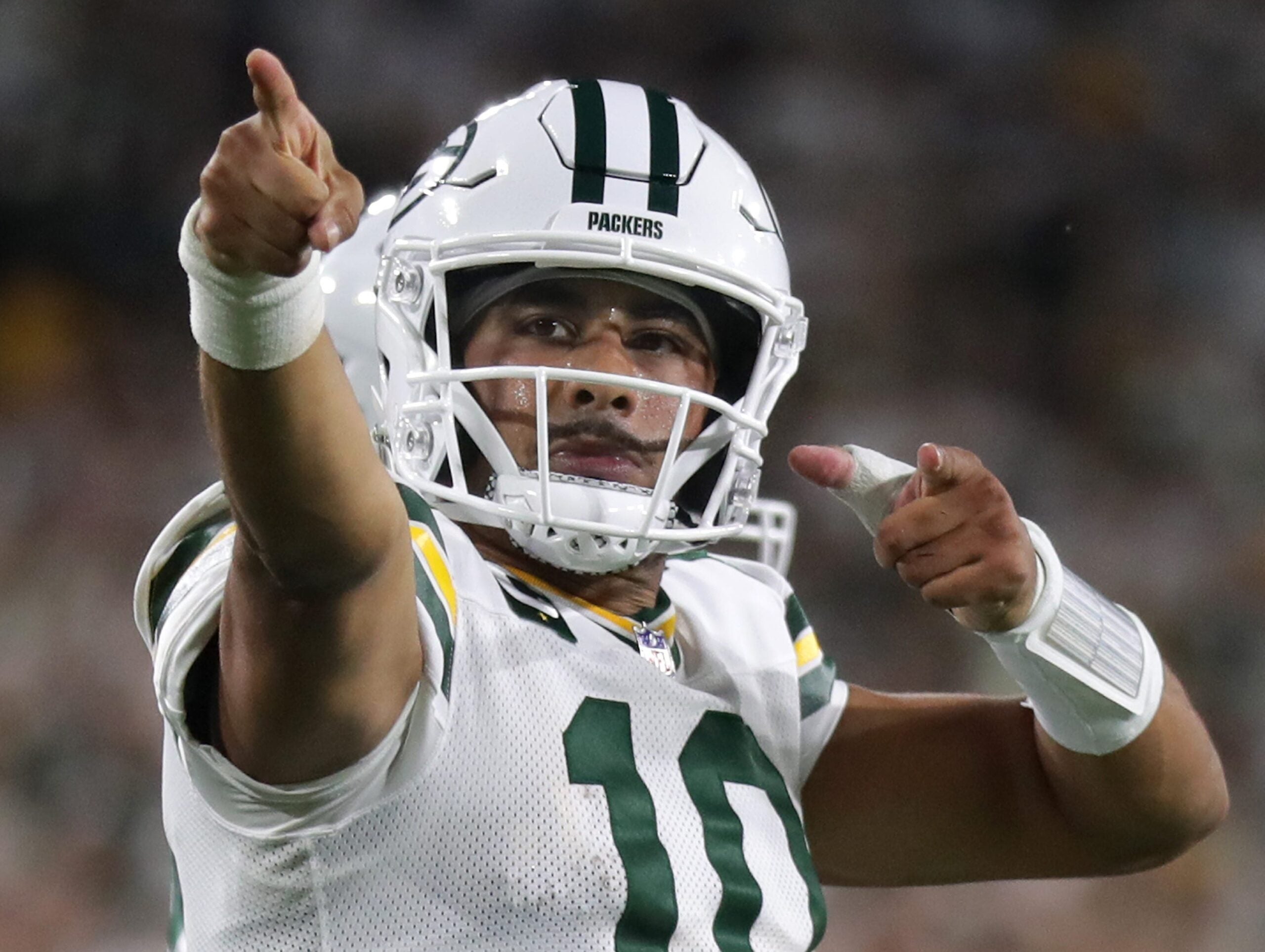 Green Bay Packers quarterback Jordan Love (10) against the Washington Commanders on Thursday, September 11, 2025, at Lambeau Field in Green Bay.