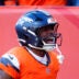 Nov 16, 2025; Denver, Colorado, USA; Denver Broncos wide receiver Marvin Mims Jr. (19) reacts after a punt return against the Kansas City Chiefs during the first quarter of the game at Empower Field at Mile High.