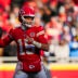 Dec 14, 2025; Kansas City, Missouri, USA; Kansas City Chiefs quarterback Patrick Mahomes (15) looks to pass against the Los Angeles Chargers during the second quarter at GEHA Field at Arrowhead Stadium.