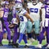 Dec 14, 2025; Arlington, Texas, USA; Dallas Cowboys running back Malik Davis (43) celebrates after a touchdown during the first half against the Minnesota Vikings at AT&T Stadium.