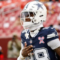 Dec 25, 2025; Landover, Maryland, USA; Dallas Cowboys wide receiver Ceedee Lamb (88) runs onto the field prior to the game against the Washington Commanders at Northwest Stadium.