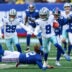 Jan 4, 2026; East Rutherford, New Jersey, USA; Dallas Cowboys wide receiver Kavontae Turpin (9) returns a kickoff as New York Giants punter Jamie Gillan (12) pursues during the second half at MetLife Stadium.