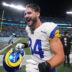 Jan 10, 2026; Charlotte, NC, USA; Los Angeles Rams tight end Colby Parkinson (84) reacts after the game against the Carolina Panthers in the NFC Wild Card Round game at Bank of America Stadium.