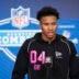 Feb 26, 2026; Indianapolis, IN, USA; South Carolina defensive back Brandon Cisse (DB04) speaks to members of the media during the NFL Combine at the Indiana Convention Center.