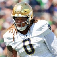 Notre Dame defensive lineman Tionne Gray during the Blue-Gold spring game at Notre Dame Stadium on Saturday, April 25, 2026, in South Bend.