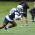 May 1, 2026; Frisco, TX, USA; Dallas Cowboys safety Caleb Downs (18) goes through a drill during practice at the Ford Center at the Star Training Facility in Frisco, Texas.