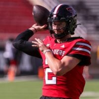 Texas Tech's Brendan Sorsby goes through warmups before the spring football game, Friday, April 17, 2026, at Jones AT&T Stadium.