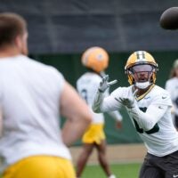 Green Bay Packers Bo Melton (16) participates in mandatory minicamp Thursday, June 11, 2026, at the Don Hutson Center in Green Bay, Wisconsin.