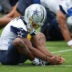 Jun 16, 2026; Dallas, TX, USA; Dallas Cowboys wide receiver George Pickens (3) stretches before practice at the Ford Center at the Star Training Facility in Frisco, Texas.